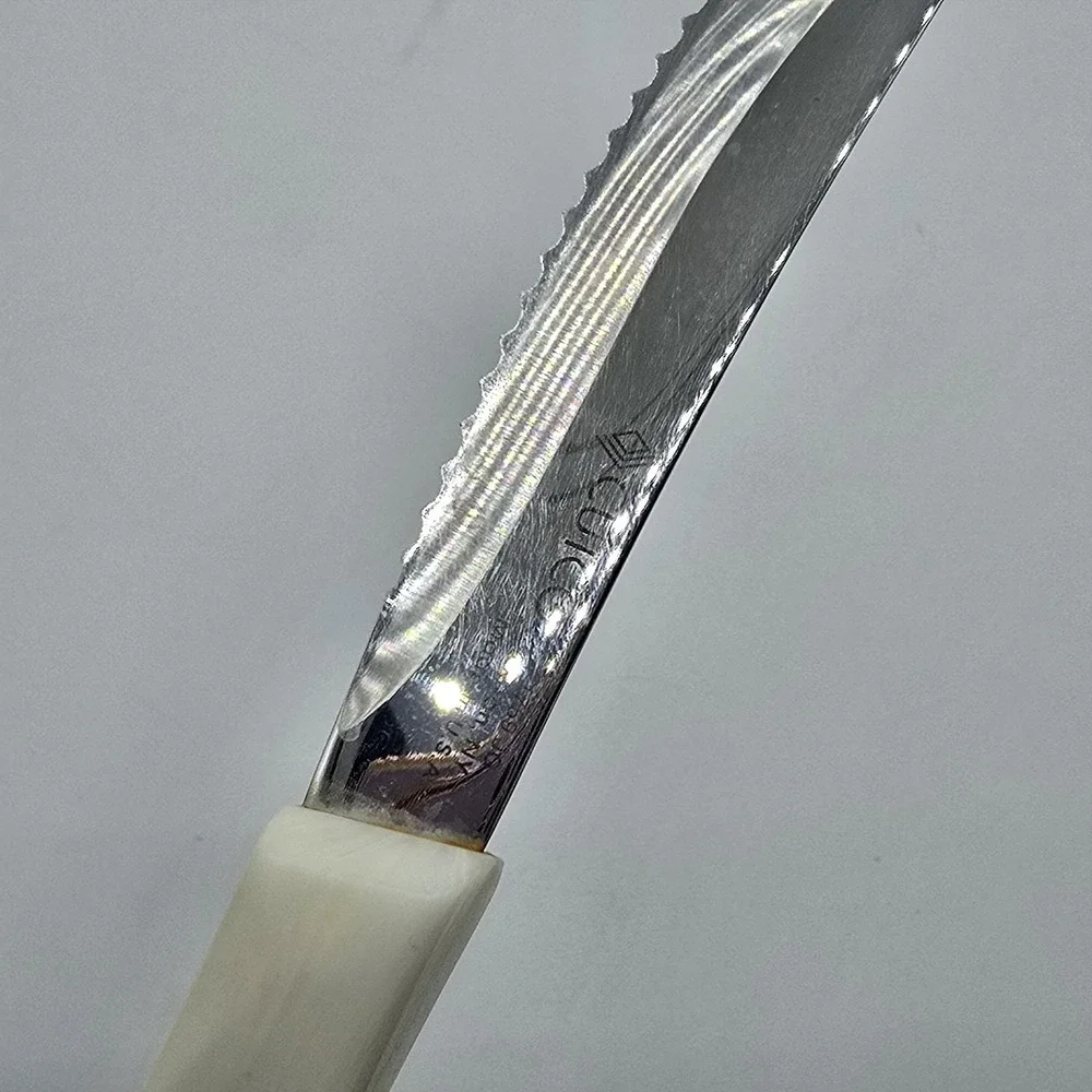 Cutco 1759 JG Table Knife Pearl White Handle Serrated Steak Knife Made In USA